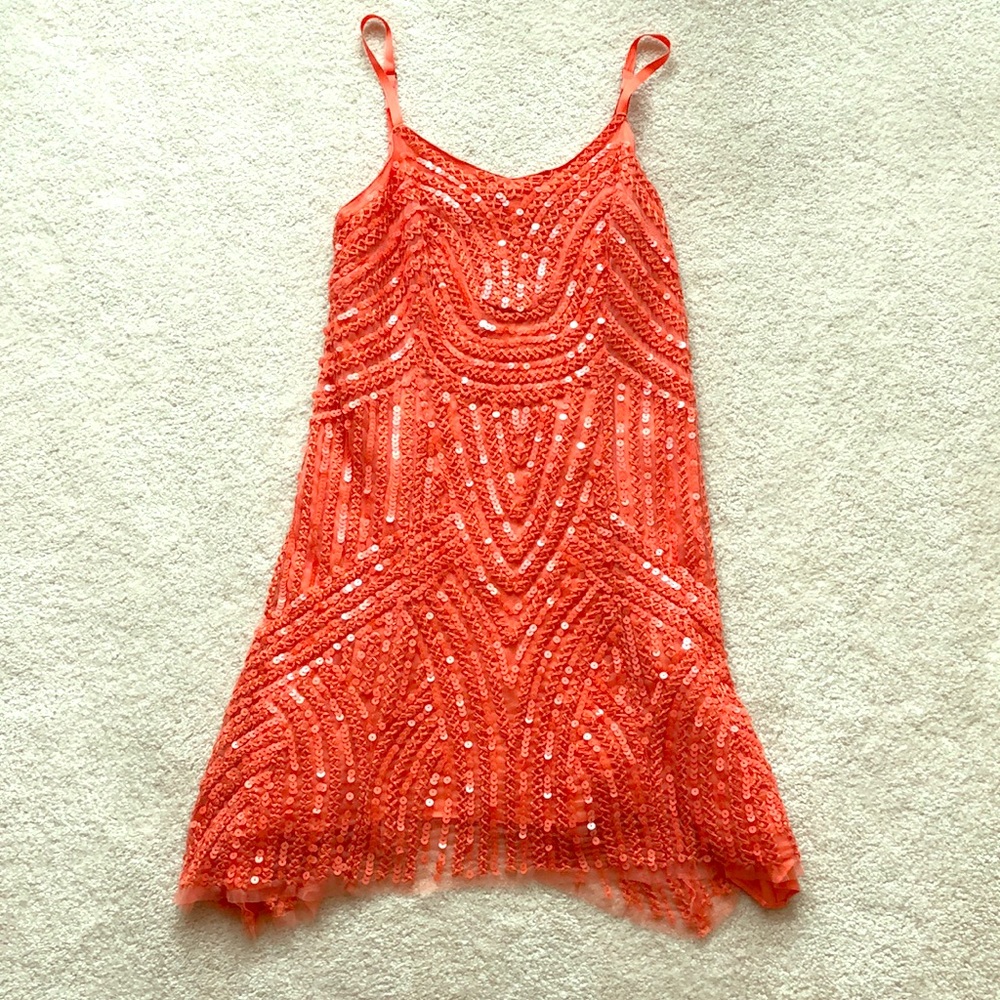 Free People Salmon Sequined Mini Dress